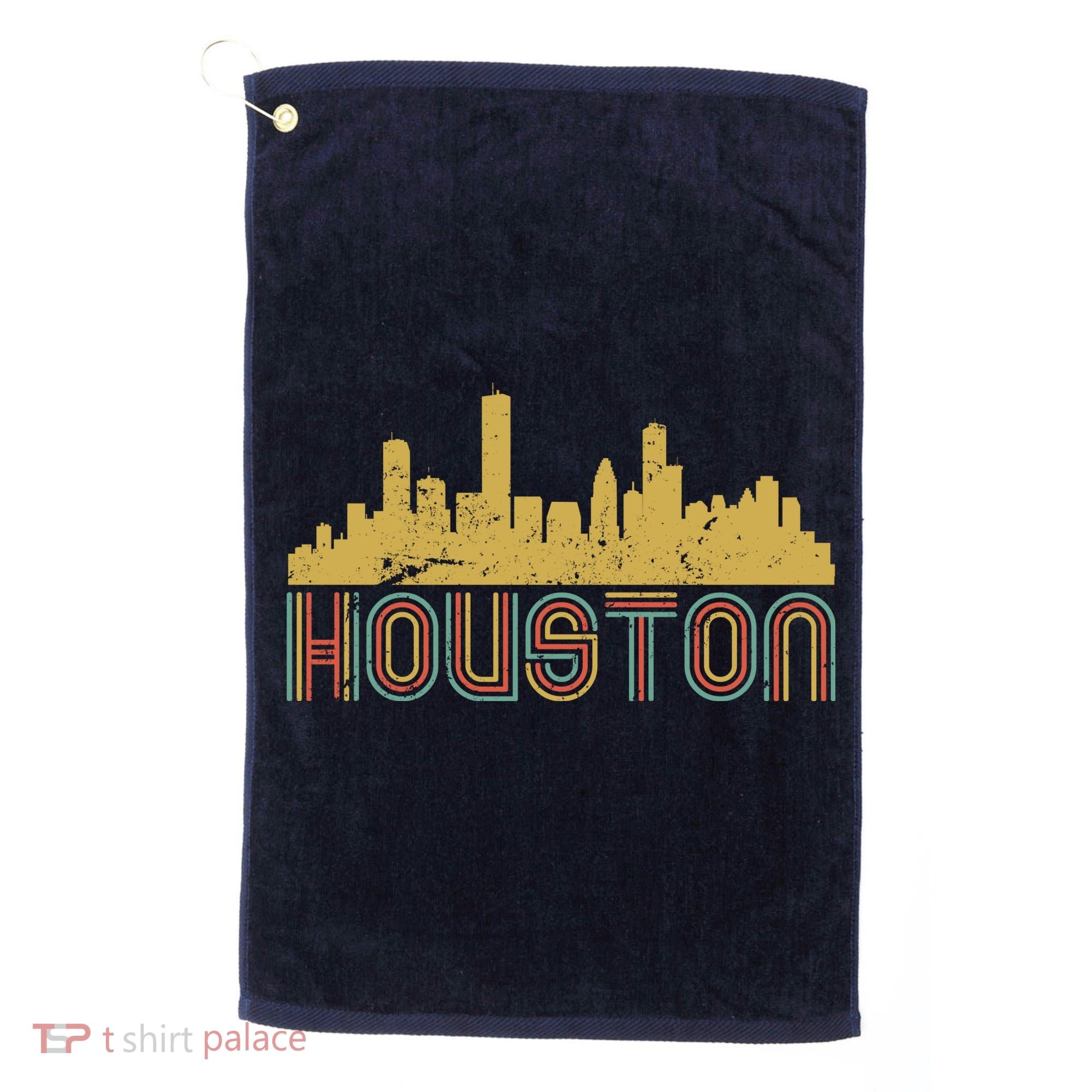 Retro Houston Skyline Texas Golf Towel