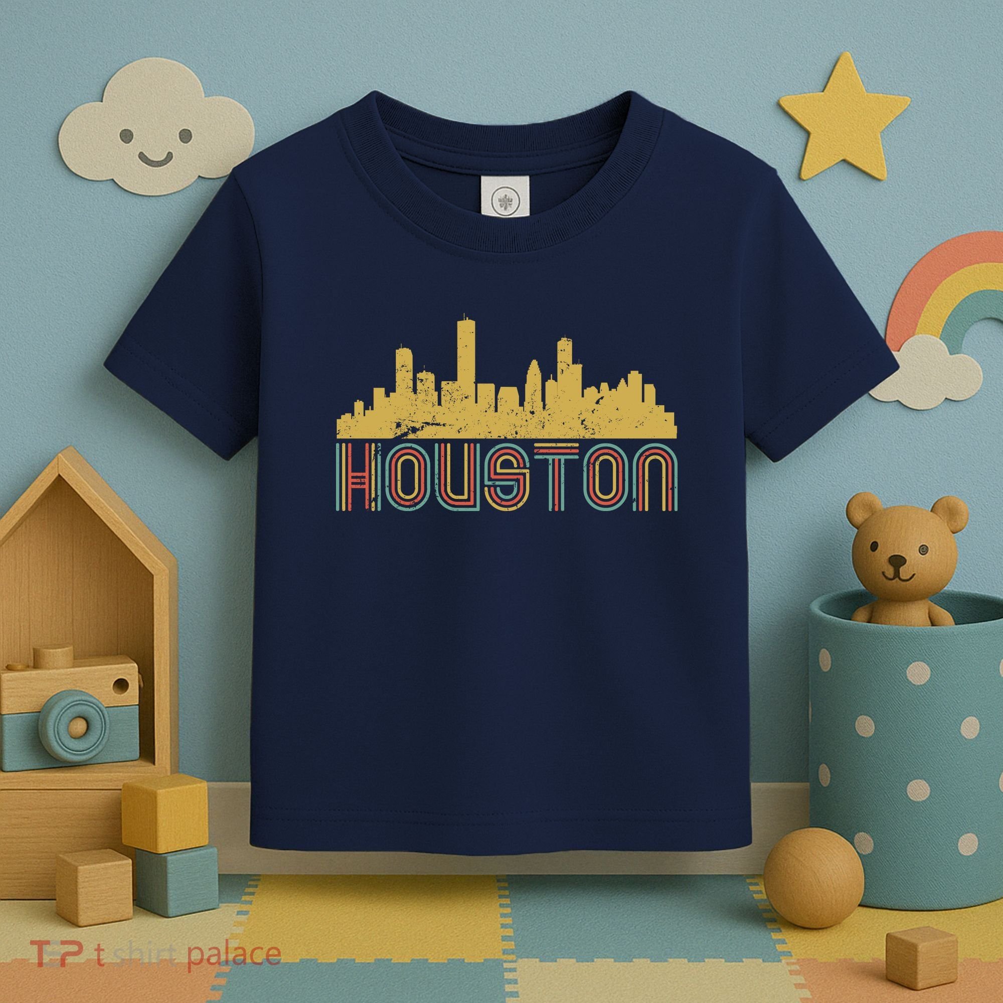 Retro Houston Skyline Texas Toddler T-Shirt