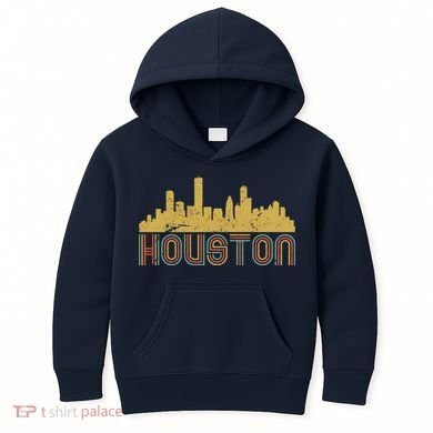 Retro Houston Skyline Texas Kids Hoodie