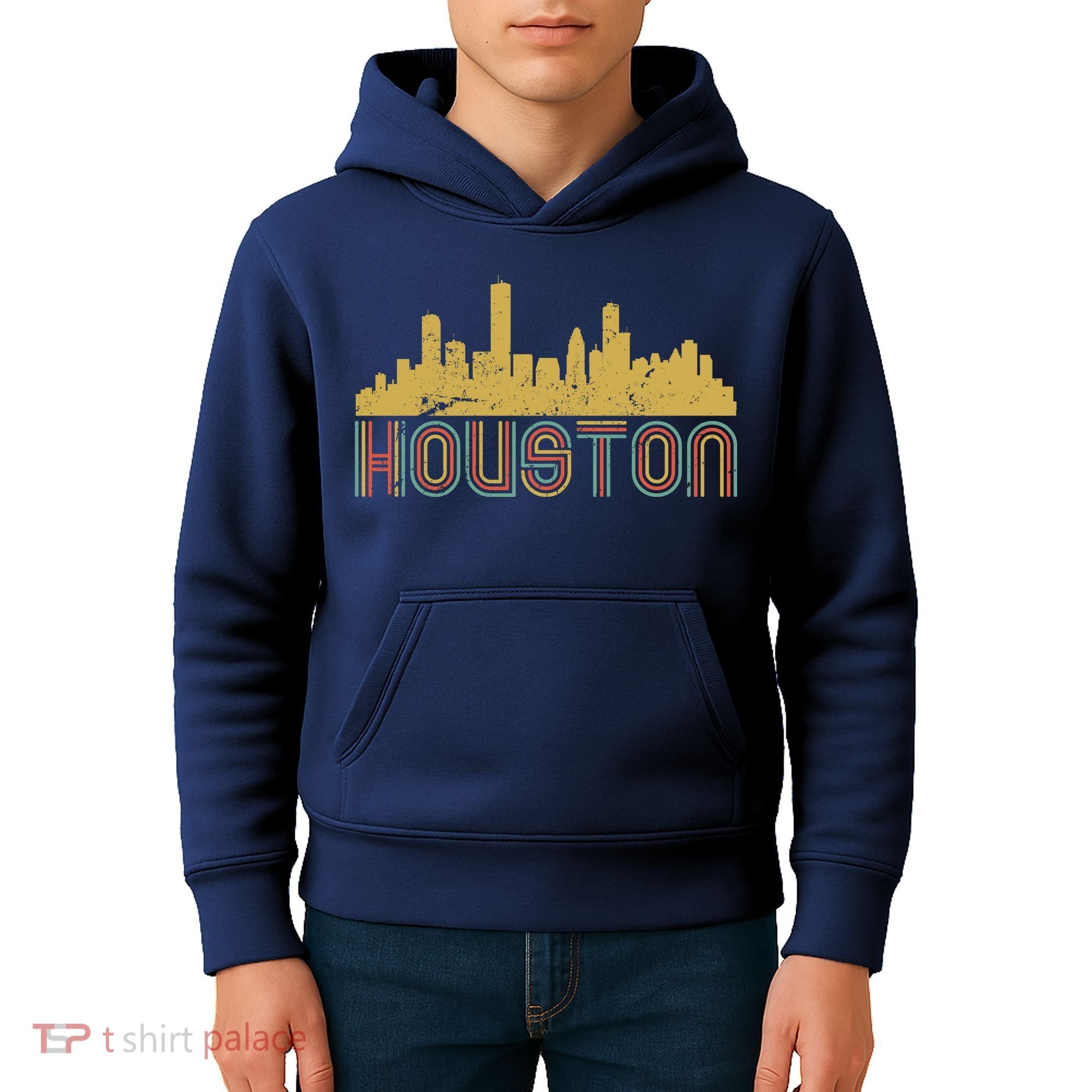 Retro Houston Skyline Texas Kids Hoodie