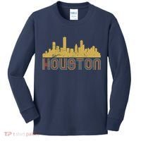 Retro Houston Skyline Texas Kids Long Sleeve Shirt thumb 0