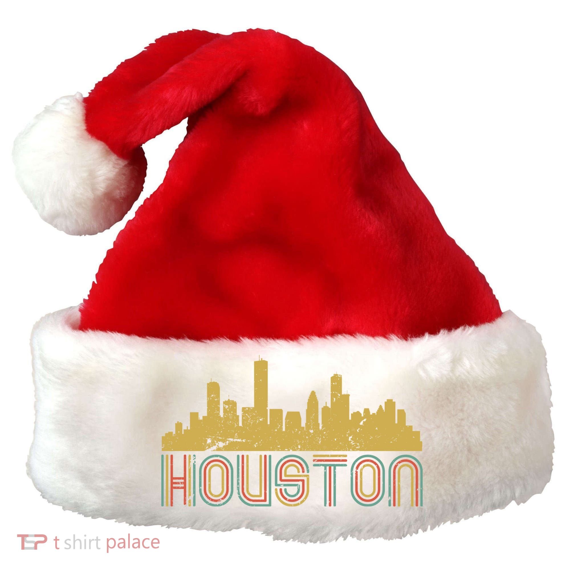 Retro Houston Skyline Texas Santa Hat
