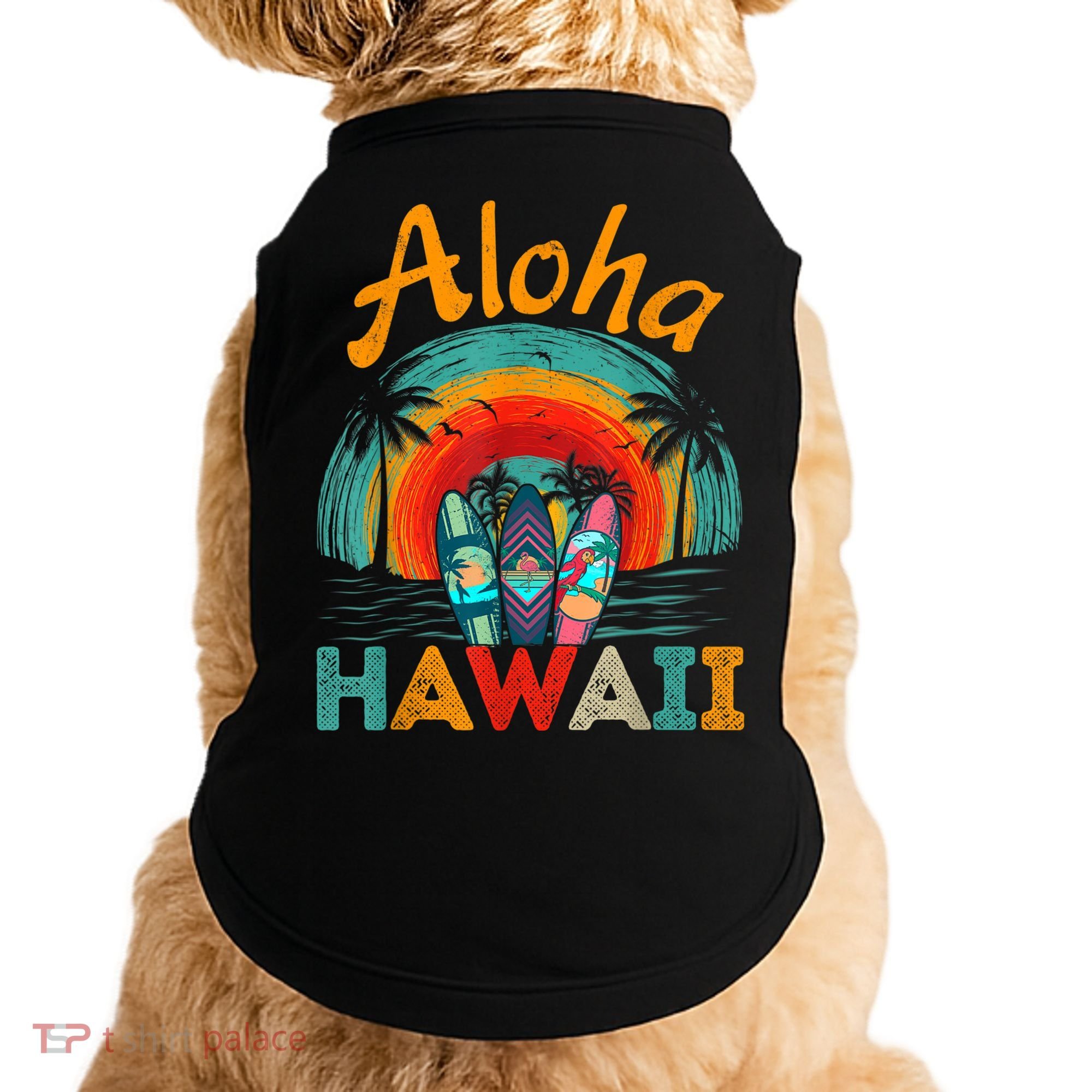 Retro Hawaiian Surfboard Aloha Hawaii Island Surfer Outfits Doggie Tank