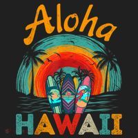 Retro Hawaiian Surfboard Aloha Hawaii Island Surfer Outfits Beanie thumb 2