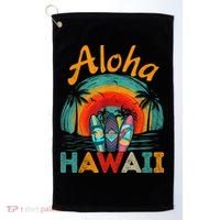 Retro Hawaiian Surfboard Aloha Hawaii Island Surfer Outfits Golf Towel thumb 0
