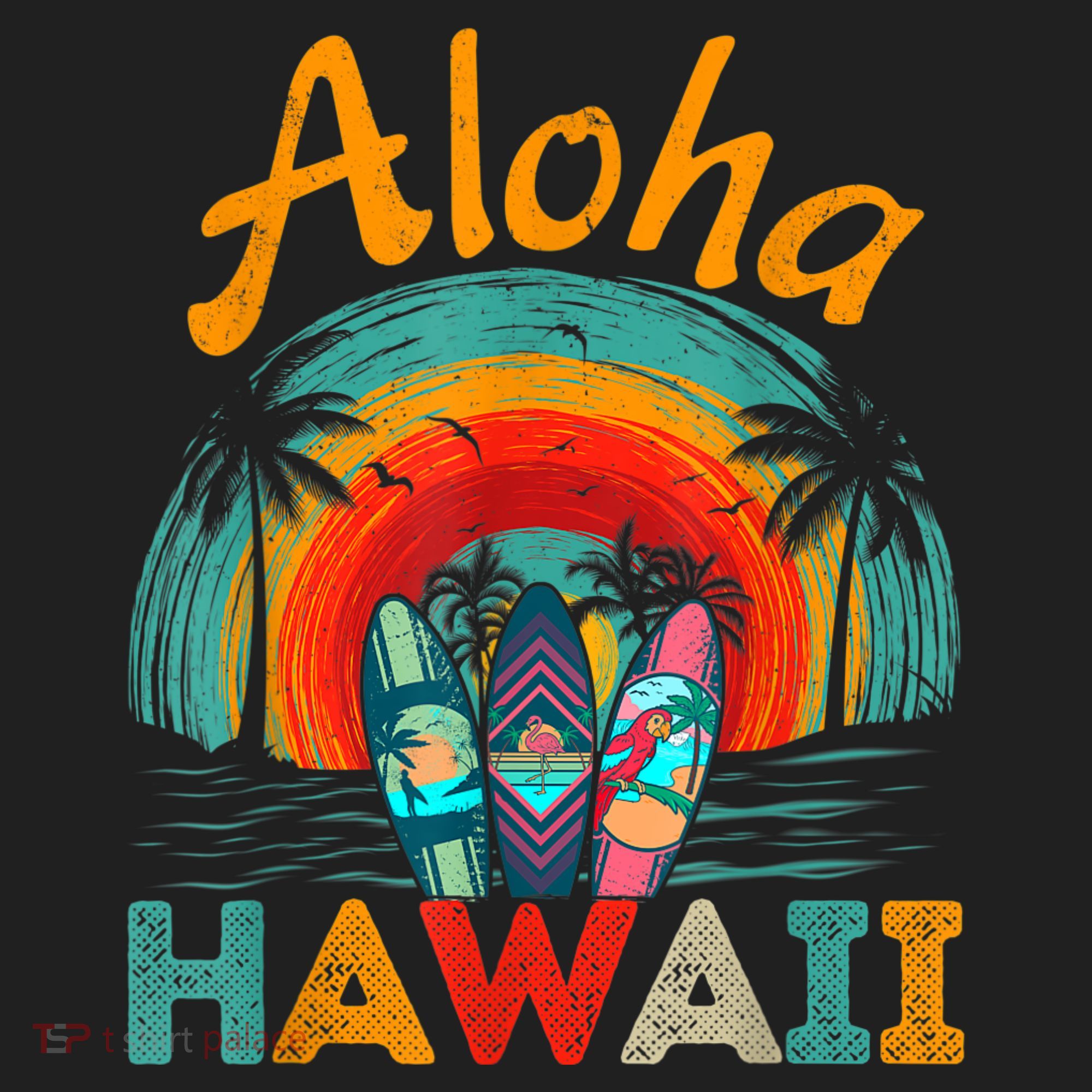 Retro Hawaiian Surfboard Aloha Hawaii Island Surfer Outfits Golf Towel