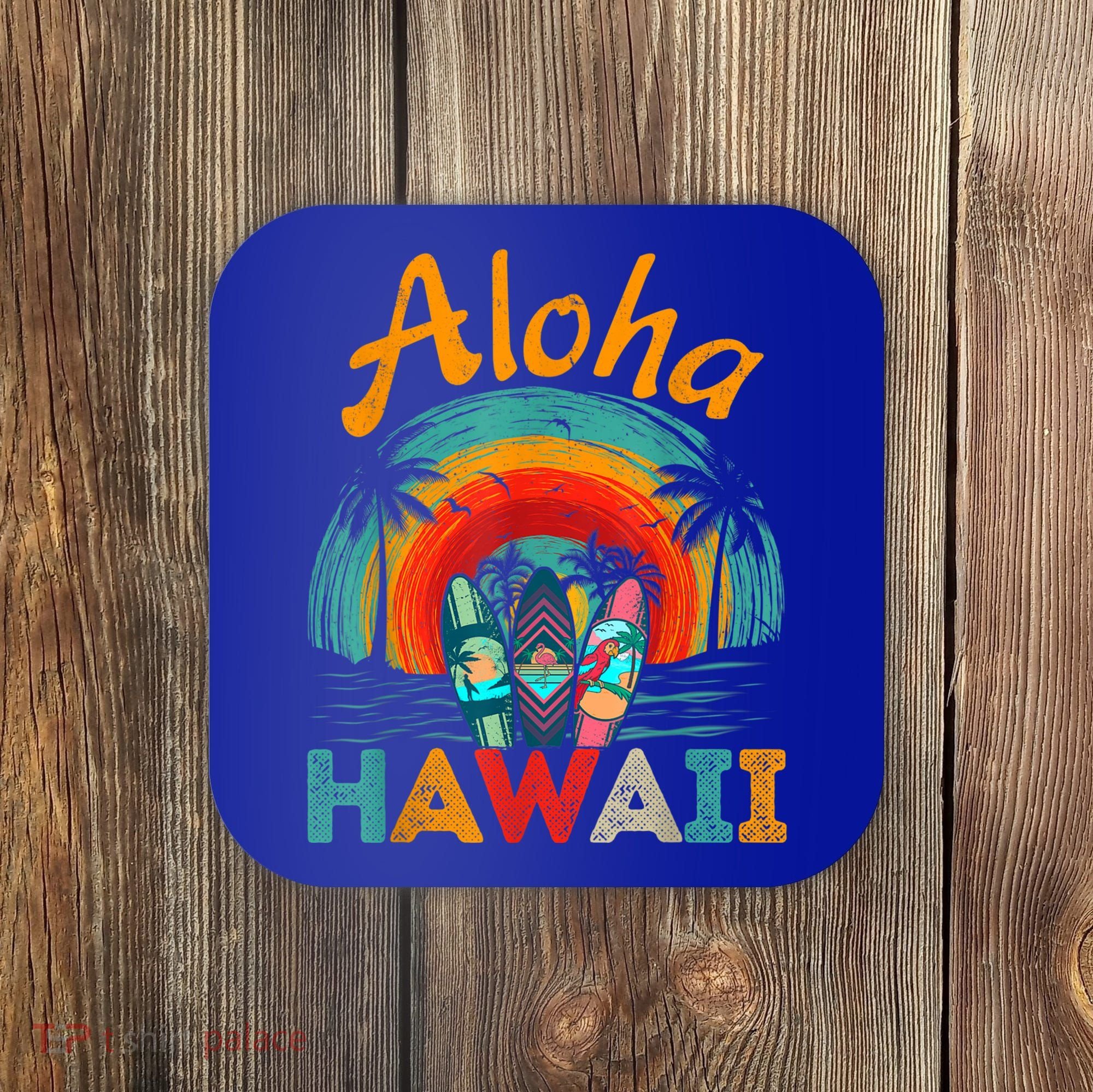 Retro Hawaiian Surfboard Aloha Hawaii Island Surfer Outfits Coaster