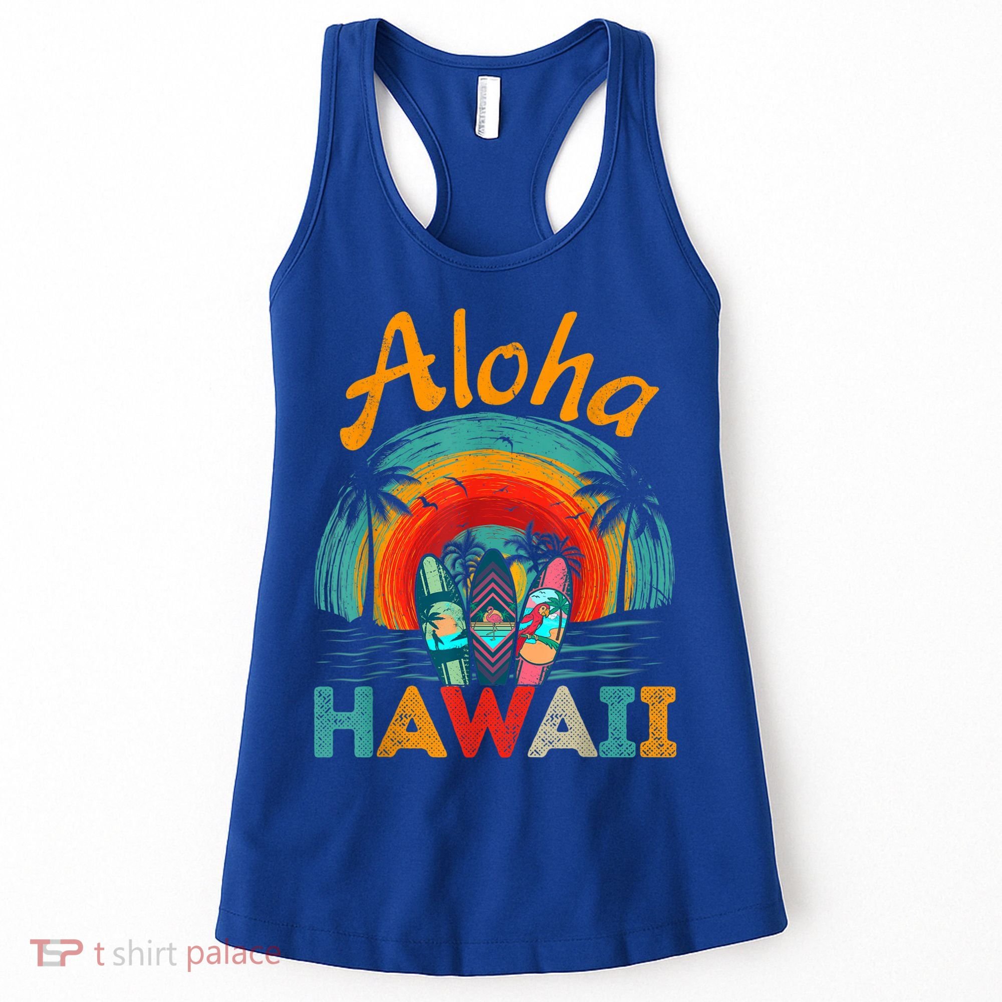 Retro Hawaiian Surfboard Aloha Hawaii Island Surfer Outfits Women's Tank Top