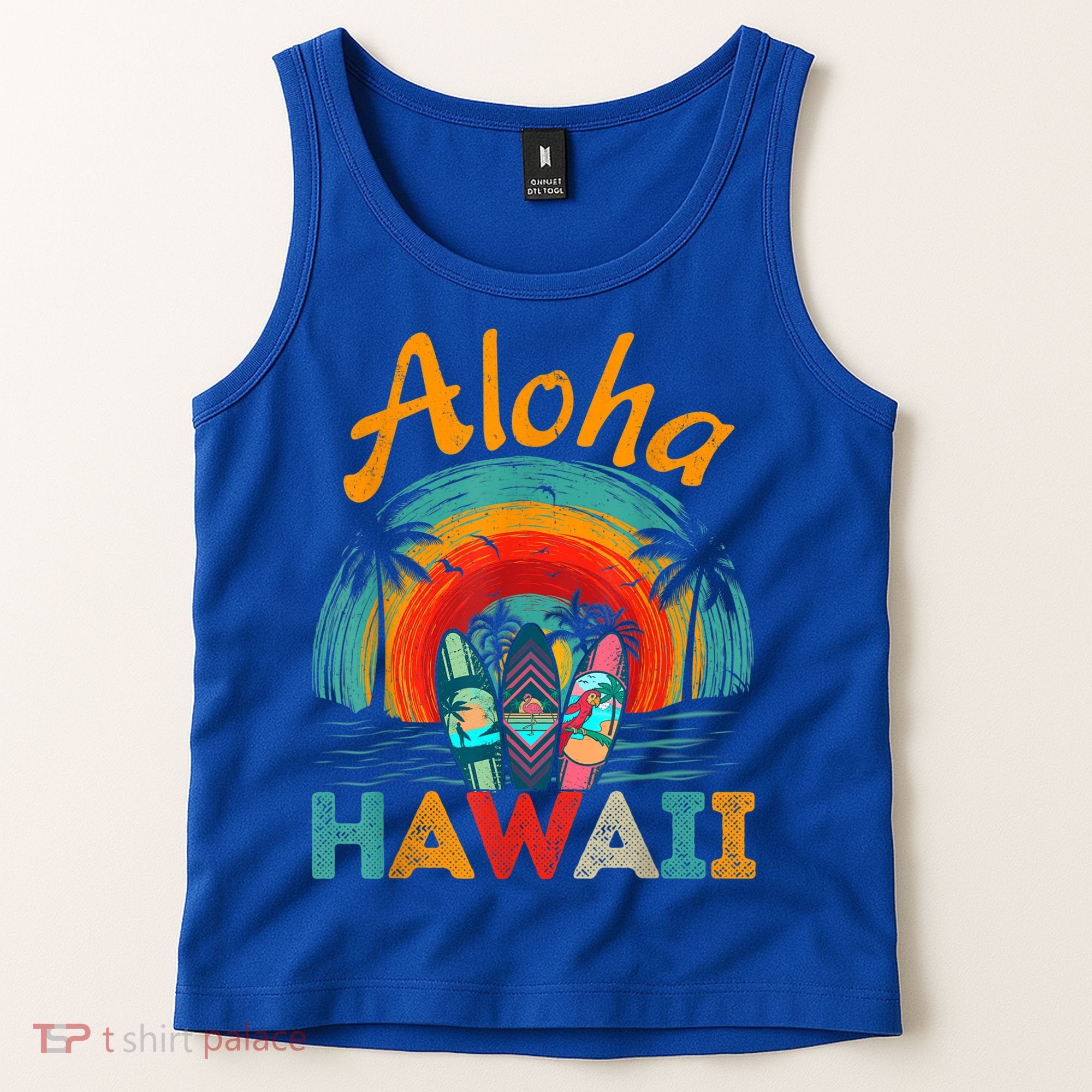 Retro Hawaiian Surfboard Aloha Hawaii Island Surfer Outfits Tank Top