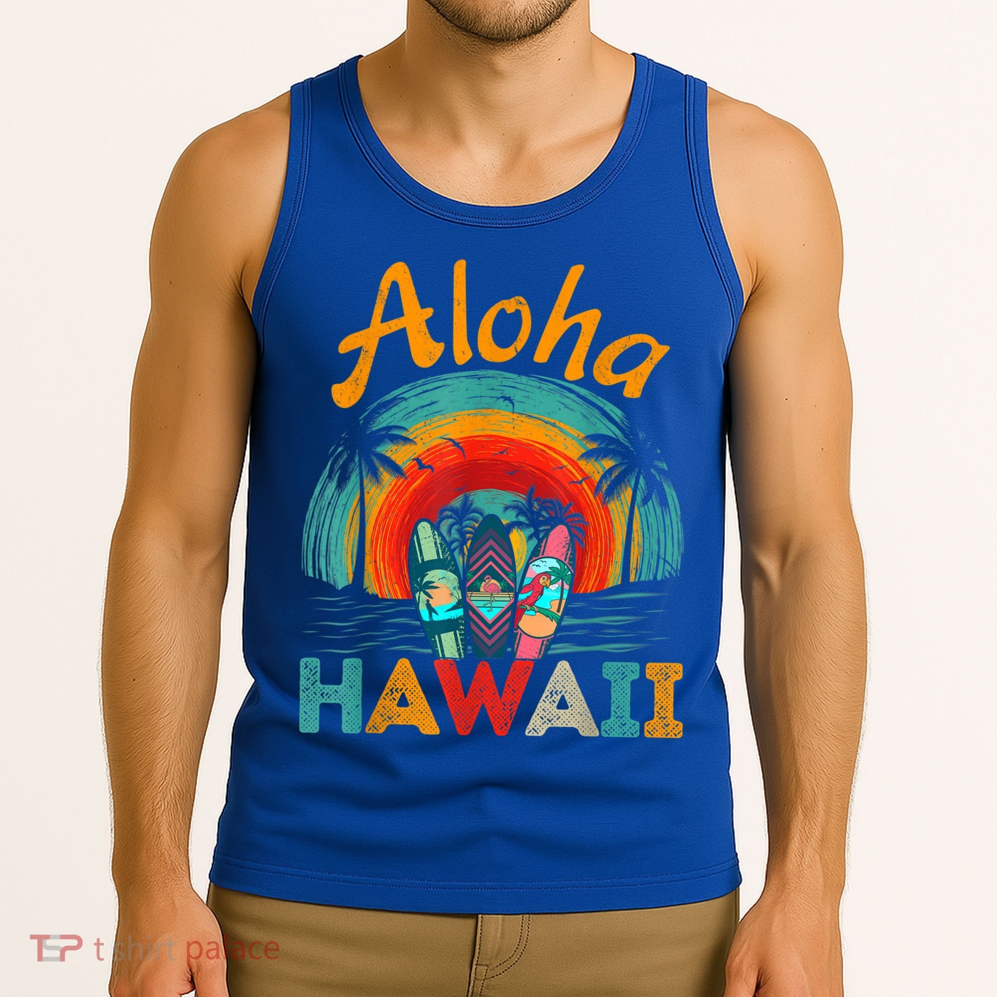 Retro Hawaiian Surfboard Aloha Hawaii Island Surfer Outfits Tank Top