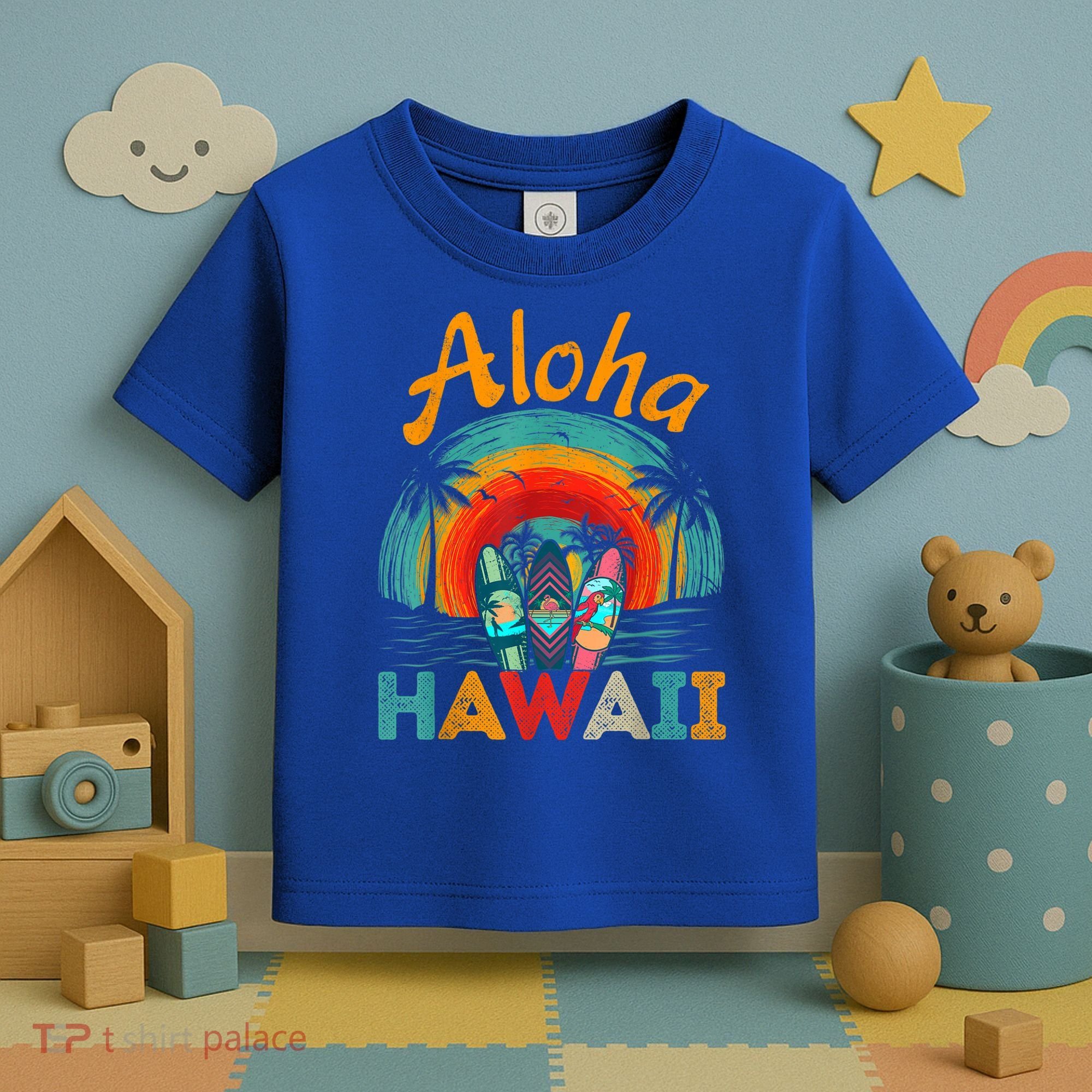 Retro Hawaiian Surfboard Aloha Hawaii Island Surfer Outfits Toddler T-Shirt