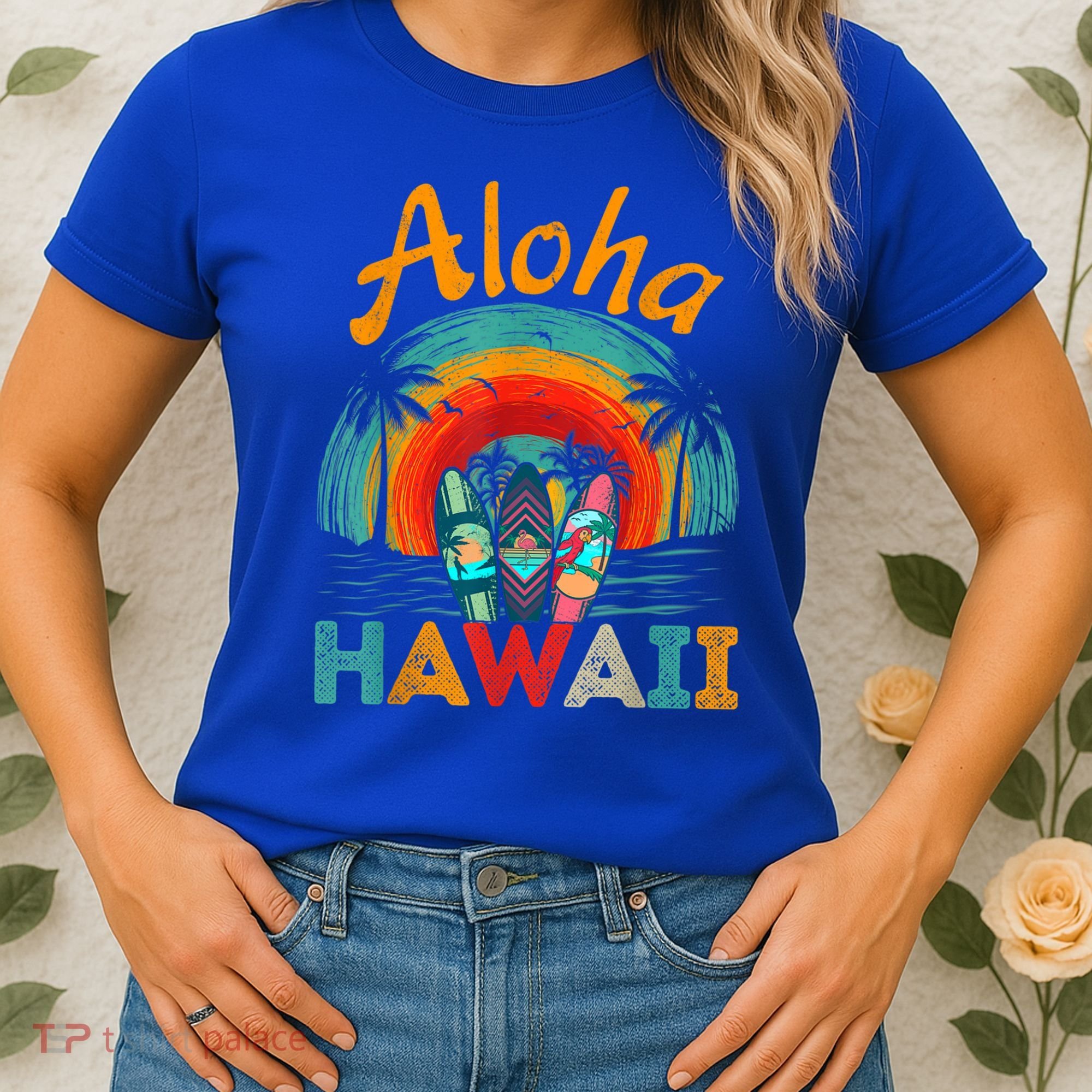 Retro Hawaiian Surfboard Aloha Hawaii Island Surfer Outfits Women's T-Shirt
