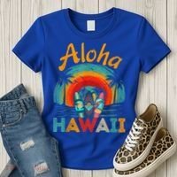 Retro Hawaiian Surfboard Aloha Hawaii Island Surfer Outfits Women's T-Shirt thumb 3