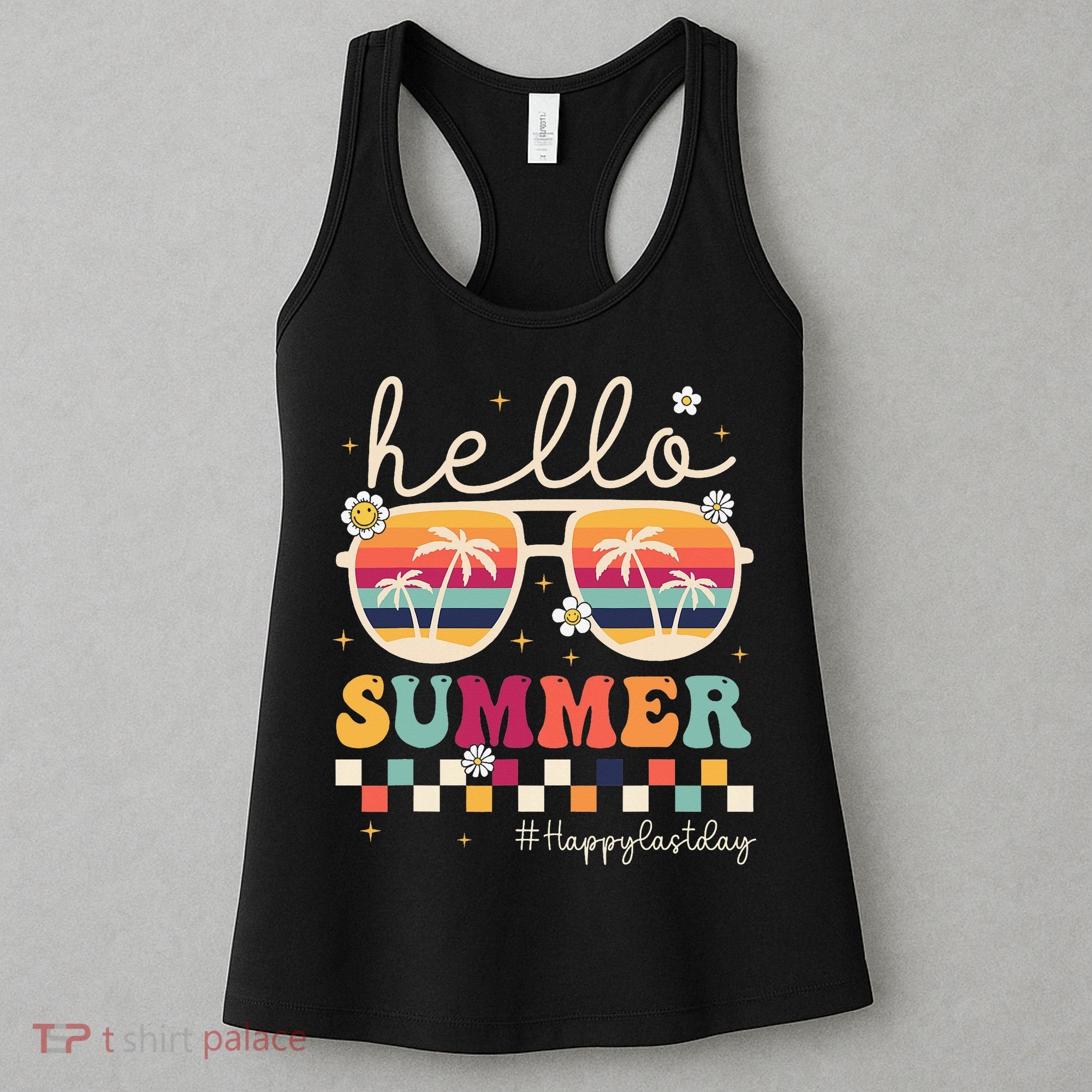 Retro Hello Summer Happy Last Day Of School Teacher Student Women's Tank Top