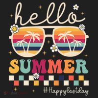 Retro Hello Summer Happy Last Day Of School Teacher Student Hat thumb 2