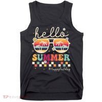 Retro Hello Summer Happy Last Day Of School Teacher Student Tank Top thumb 0