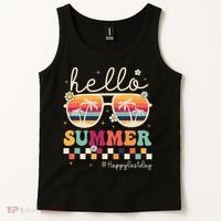 Retro Hello Summer Happy Last Day Of School Teacher Student Tank Top thumb 2