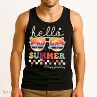 Retro Hello Summer Happy Last Day Of School Teacher Student Tank Top thumb 3