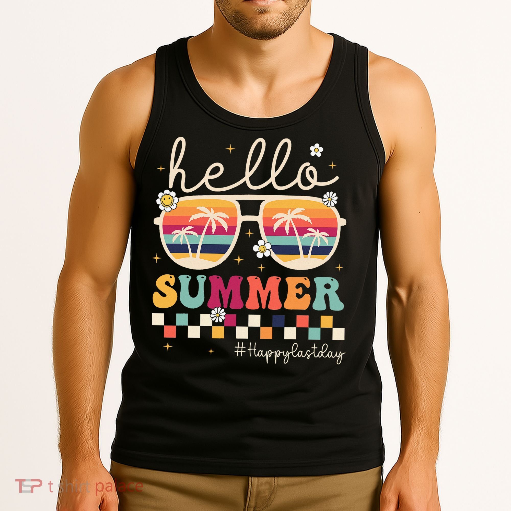 Retro Hello Summer Happy Last Day Of School Teacher Student Tank Top