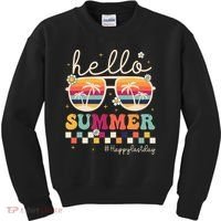 Retro Hello Summer Happy Last Day Of School Teacher Student Kids Sweatshirt thumb 0
