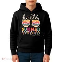 Retro Hello Summer Happy Last Day Of School Teacher Student Kids Hoodie thumb 4