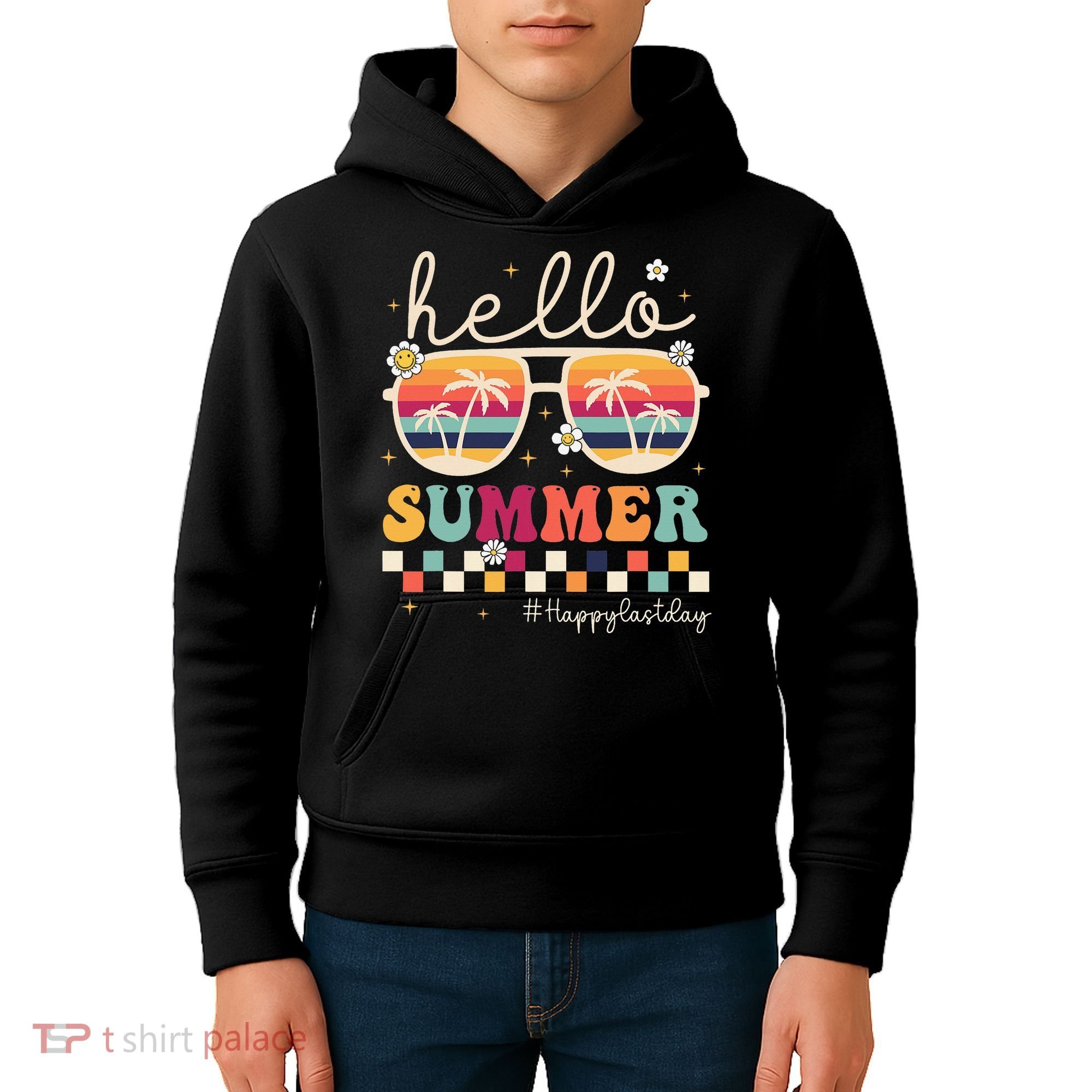 Retro Hello Summer Happy Last Day Of School Teacher Student Kids Hoodie