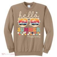 Retro Hello Summer Happy Last Day Of School Teacher Student Sweatshirt thumb 0