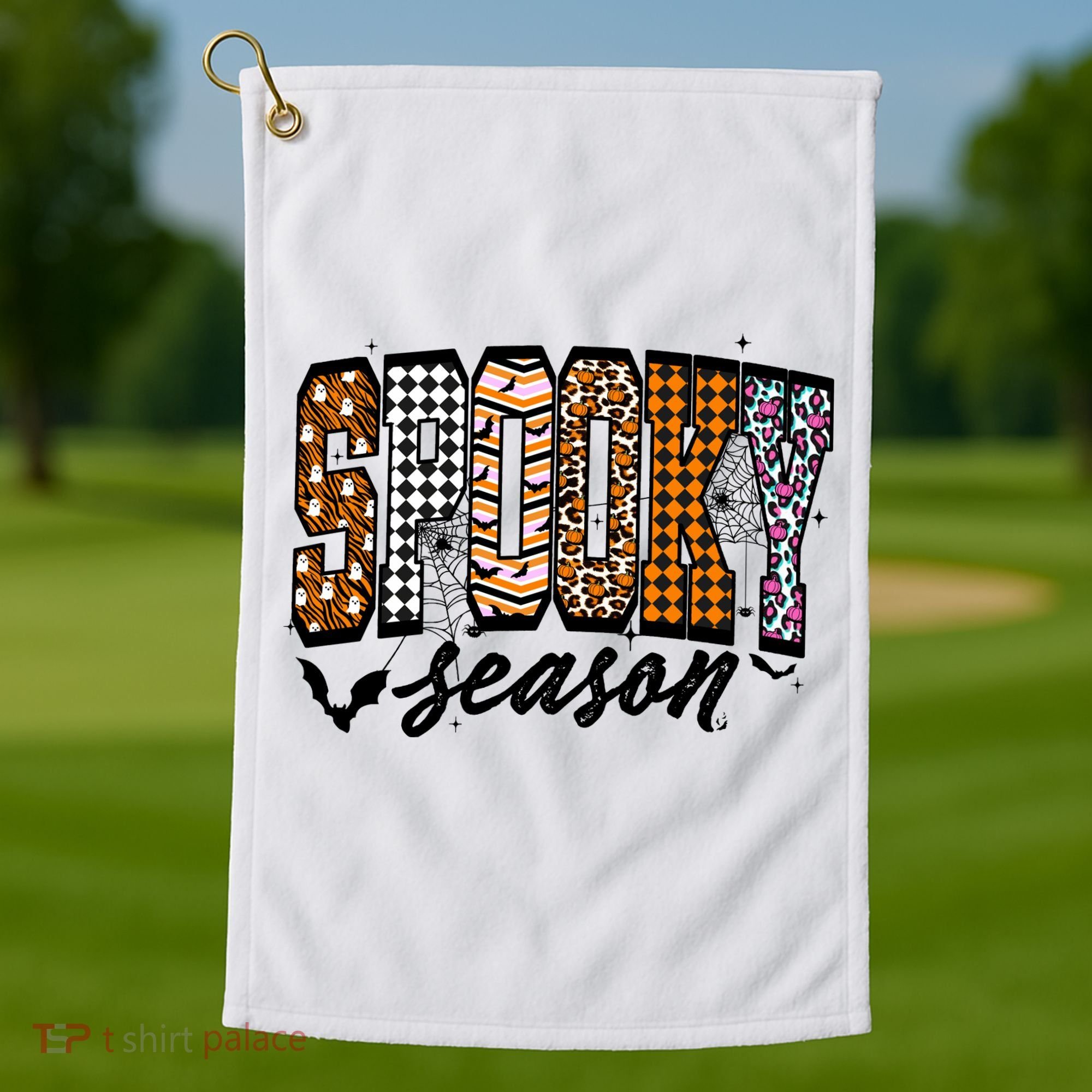 Retro Halloween Spooky Season Coquette Golf Towel