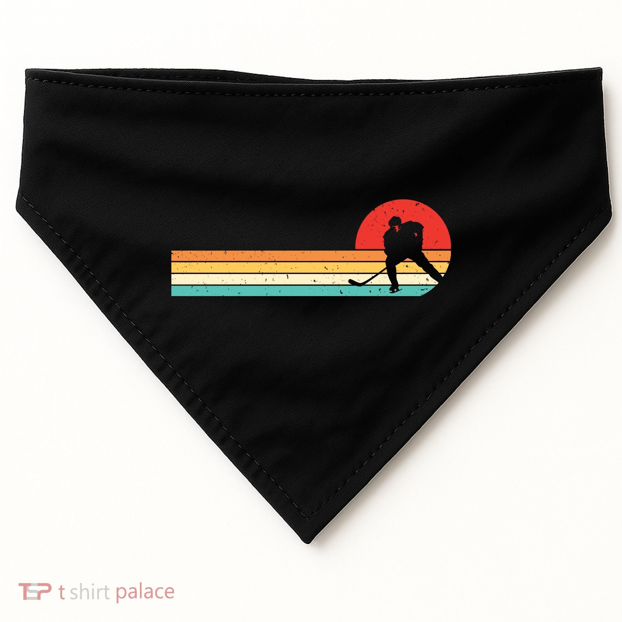Retro Hockey Striped Logo USA-Made Doggie Bandana