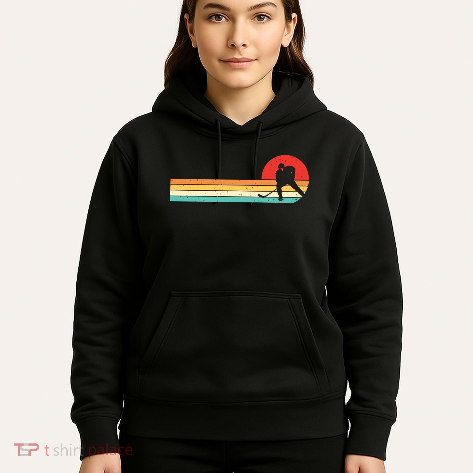 Retro Hockey Striped Logo Hoodie