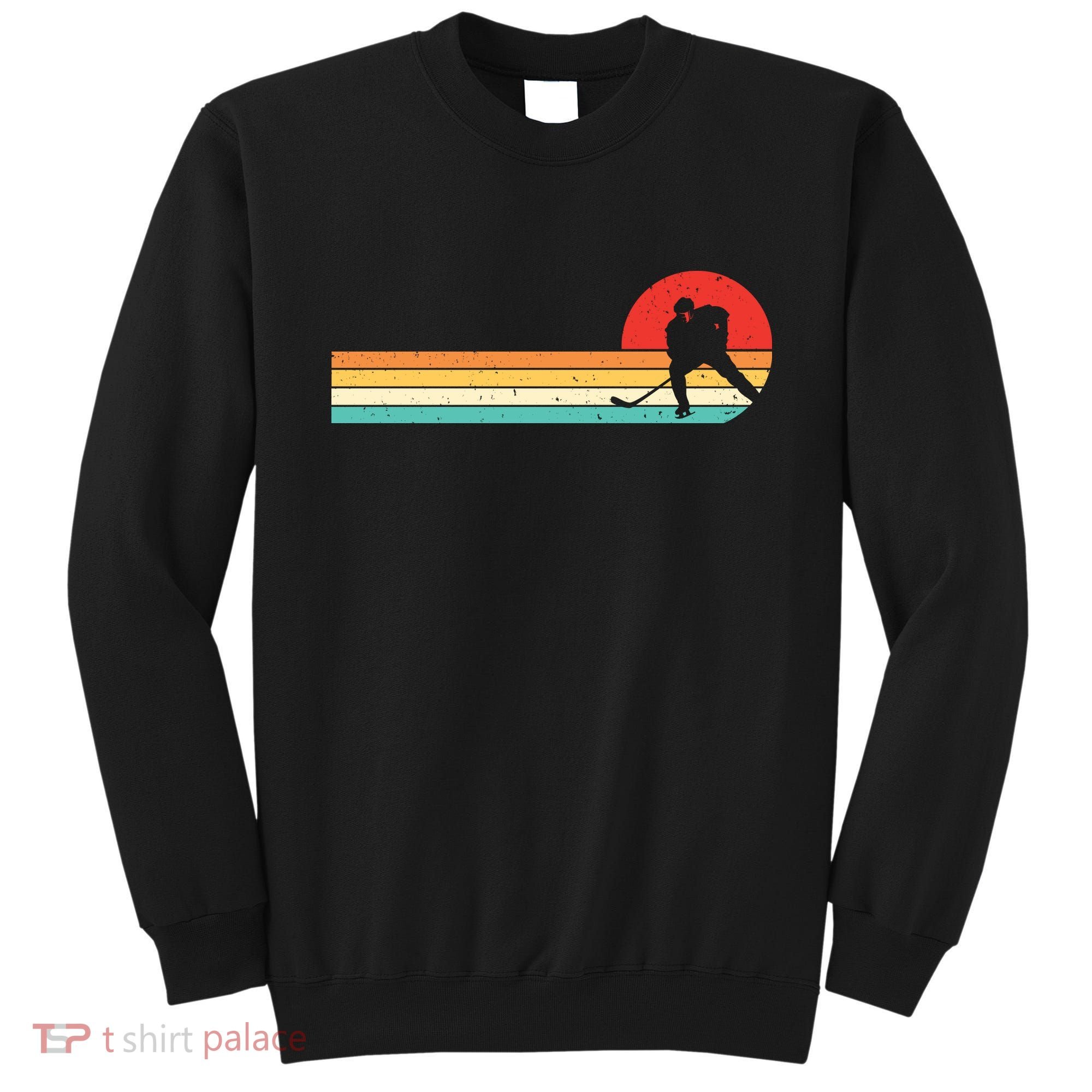 Retro Hockey Striped Logo Sweatshirt