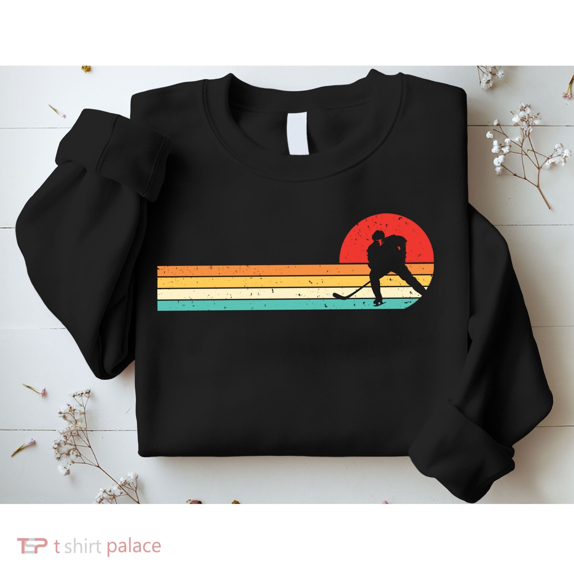 Retro Hockey Striped Logo Sweatshirt