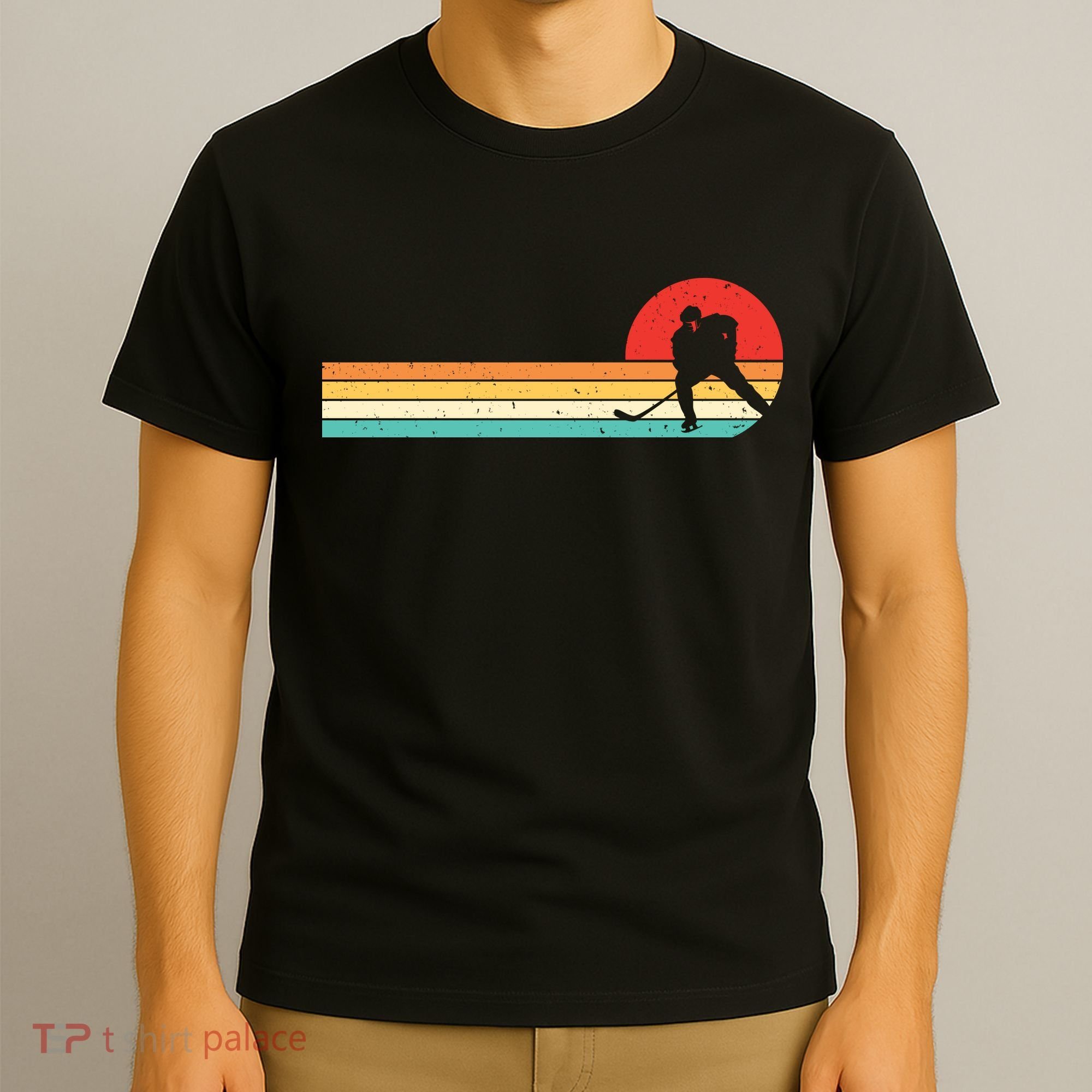 Retro Hockey Striped Logo T-Shirt