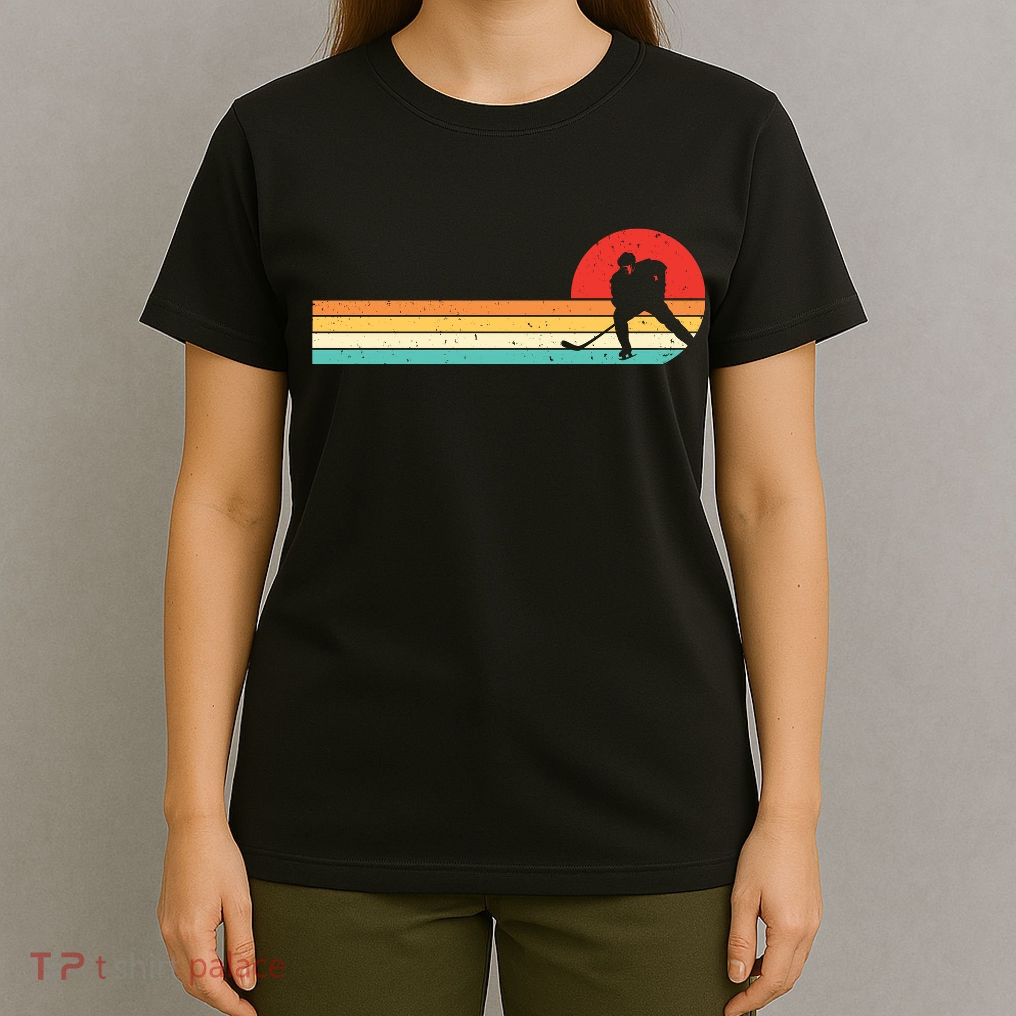 Retro Hockey Striped Logo T-Shirt