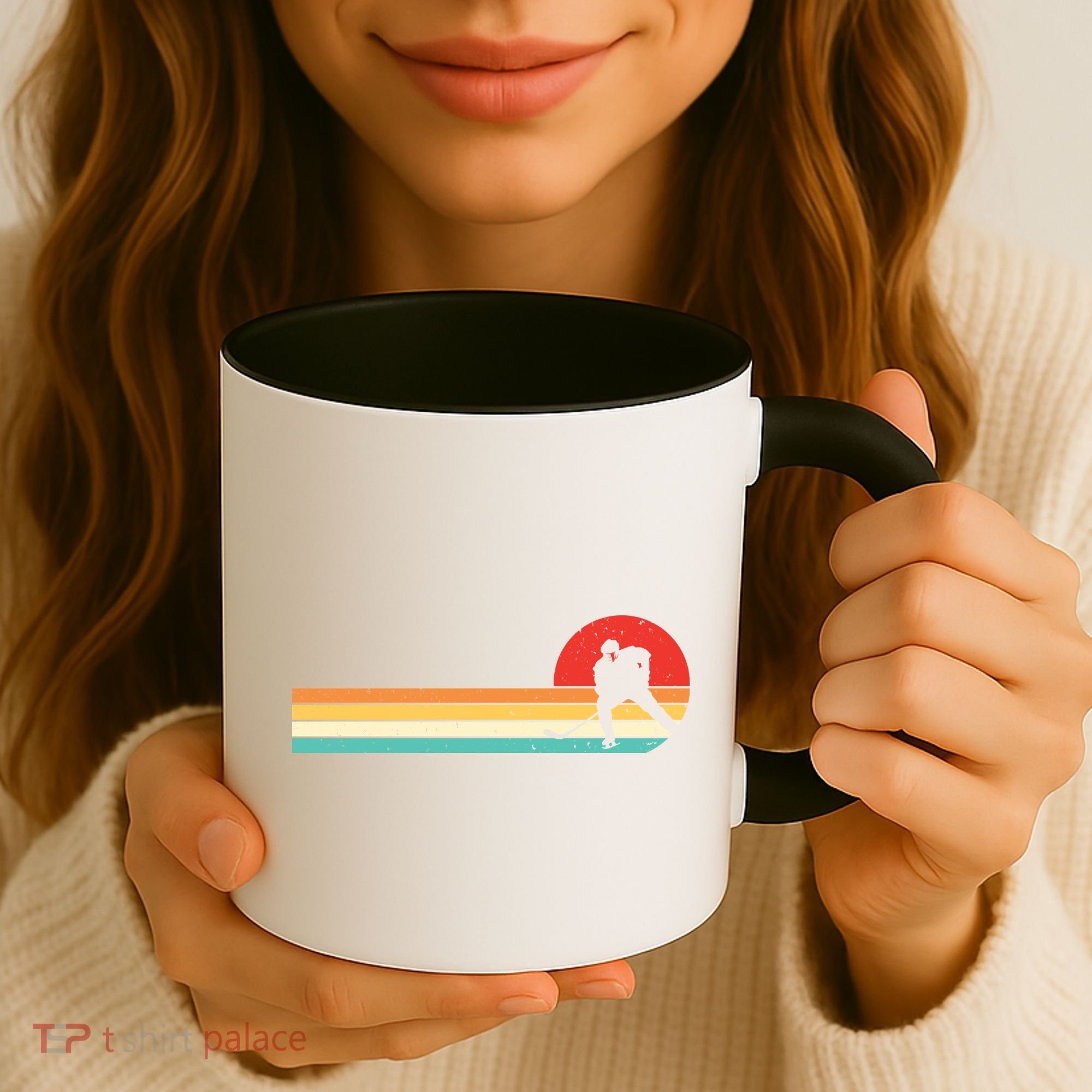 Retro Hockey Striped Logo Coffee Mug
