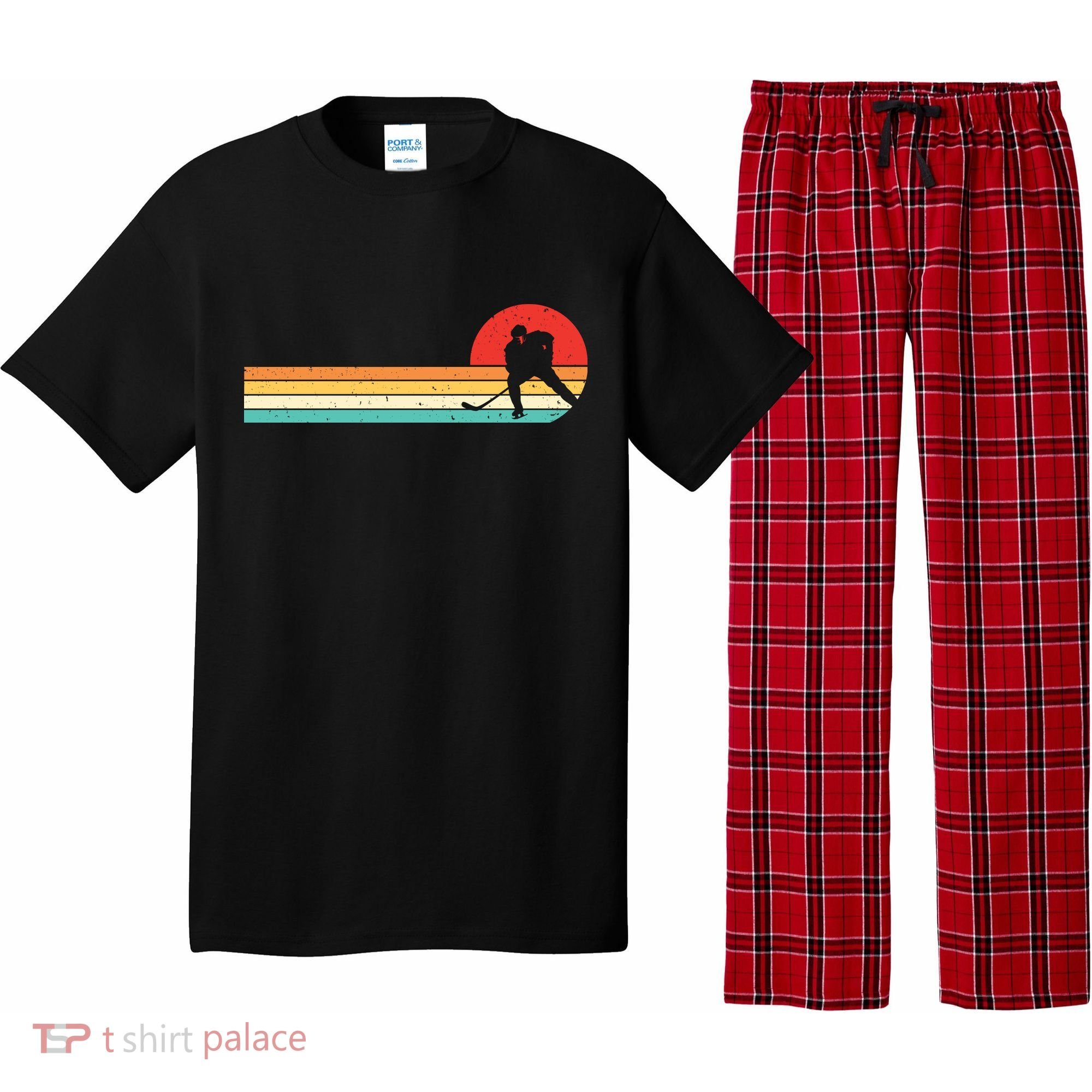 Retro Hockey Striped Logo Pajama Set