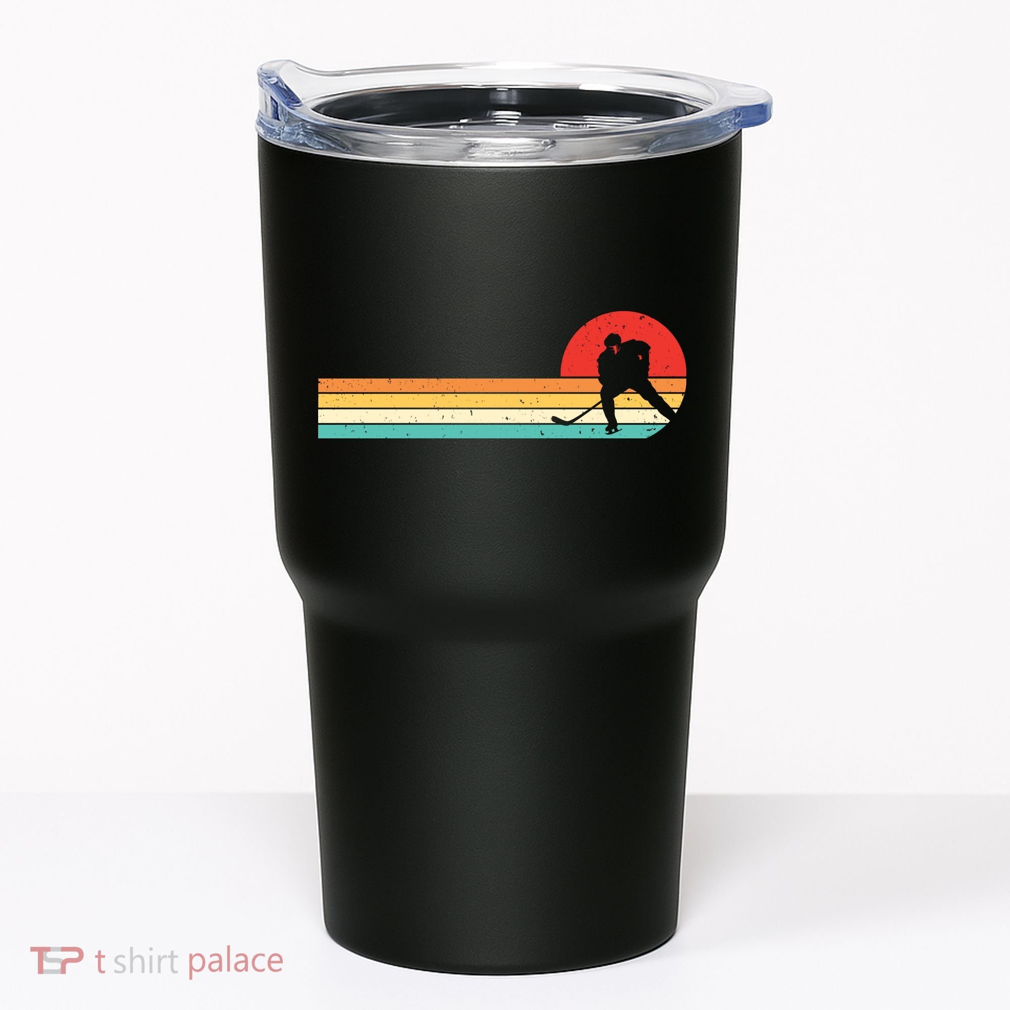 Retro Hockey Striped Logo Tumbler