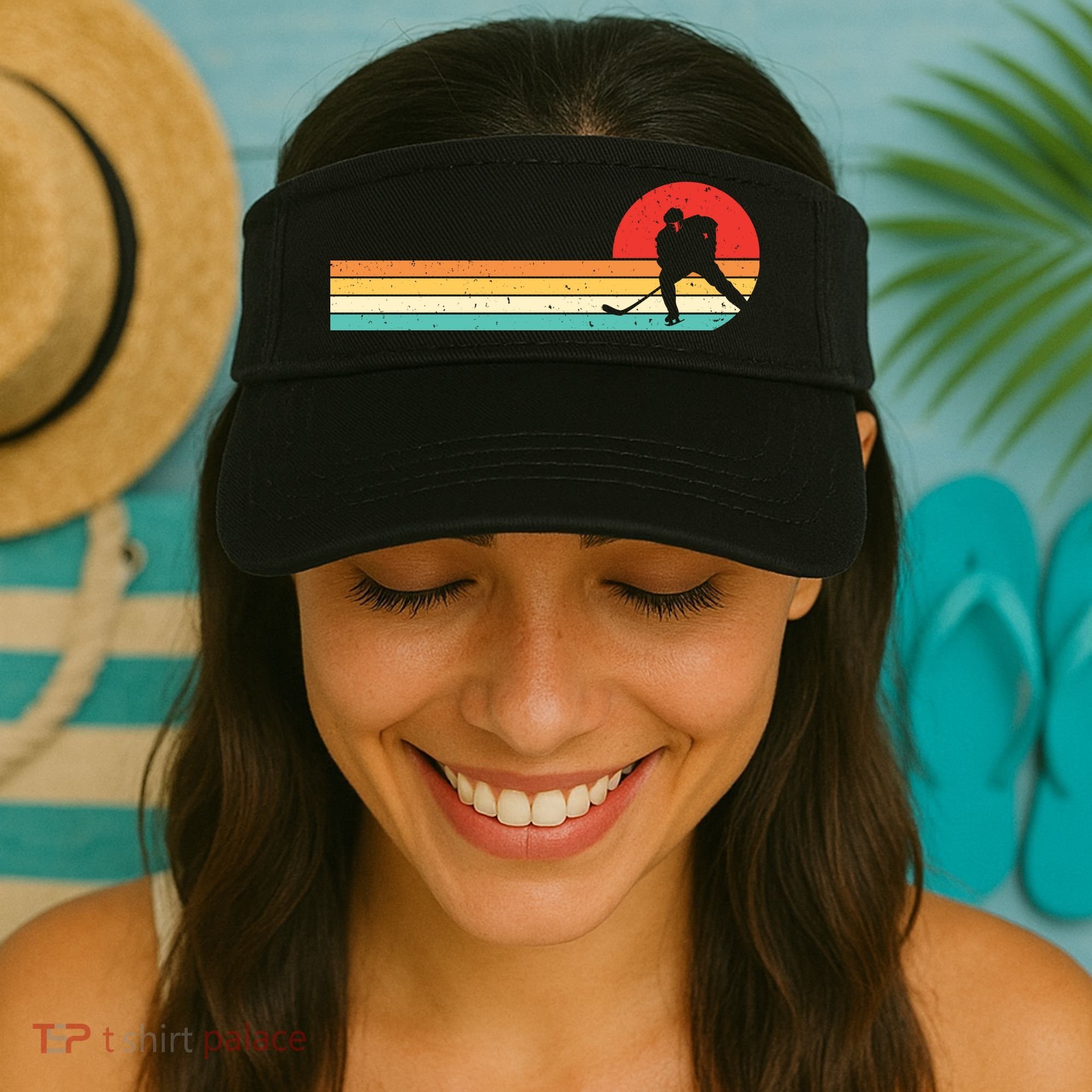 Retro Hockey Striped Logo Visor