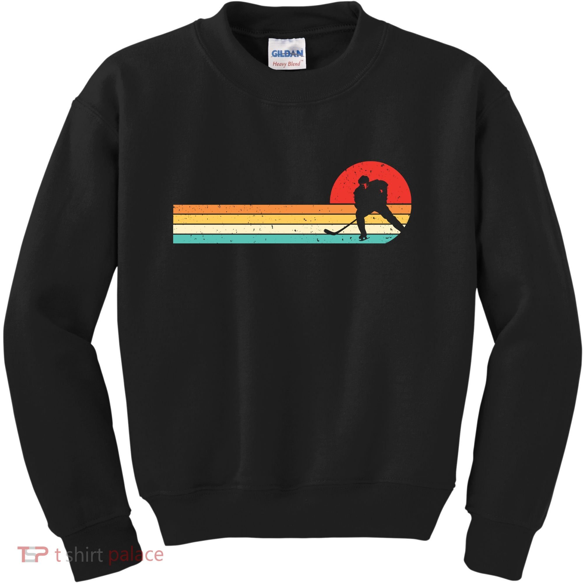 Retro Hockey Striped Logo Kids Sweatshirt