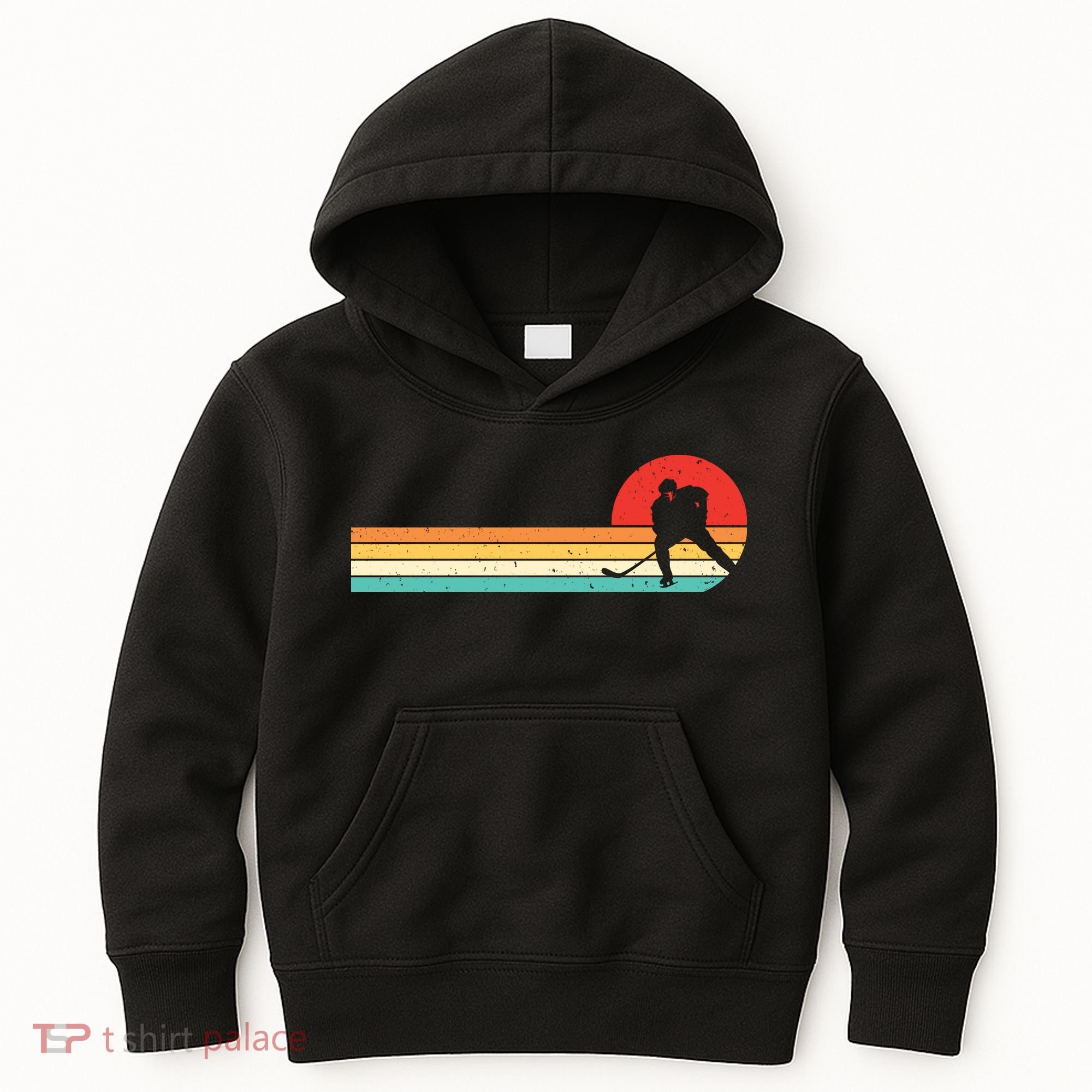 Retro Hockey Striped Logo Kids Hoodie