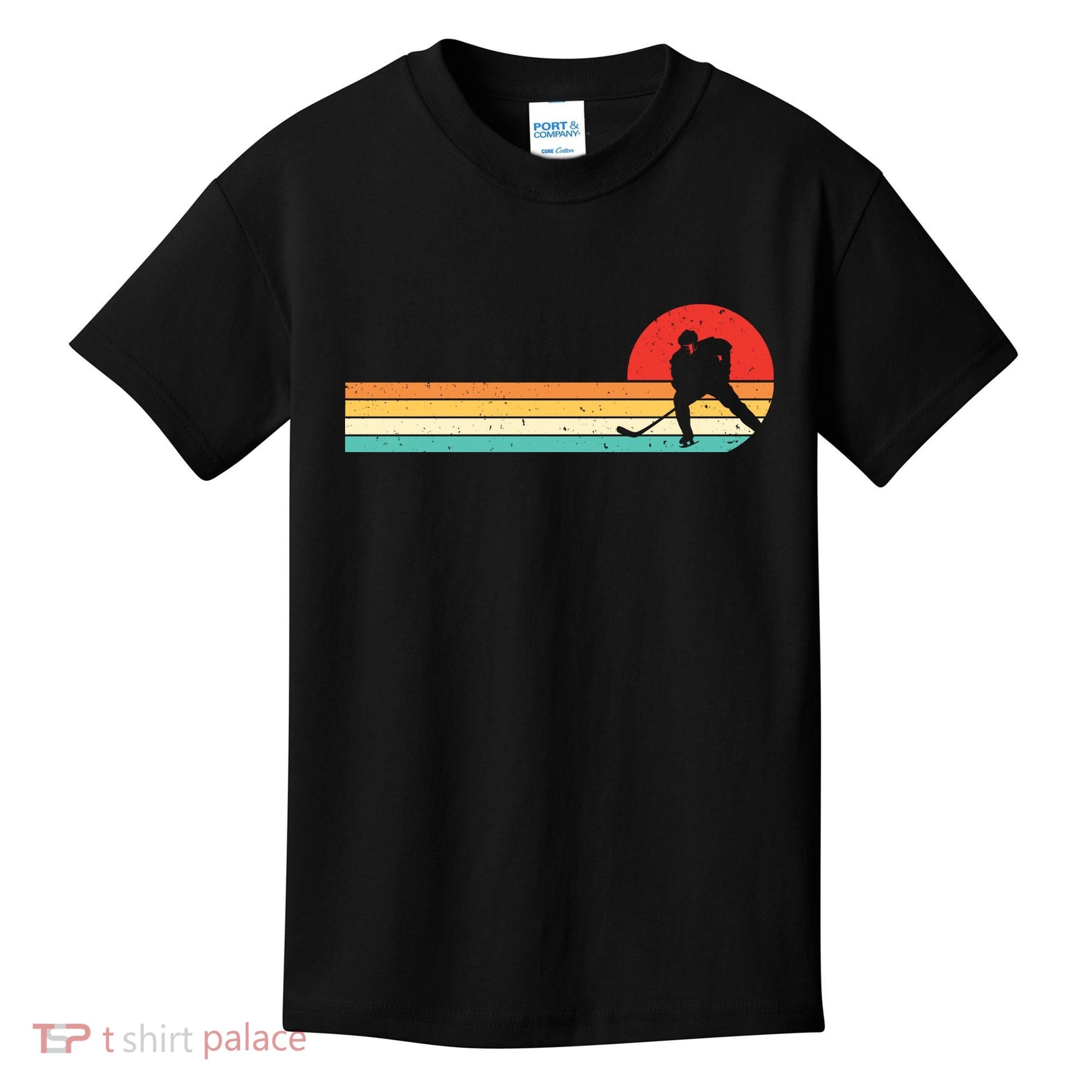 Retro Hockey Striped Logo Kids T-Shirt