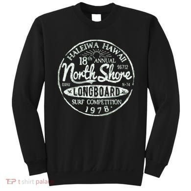 Retro Hawaii Surf Vintage Pacific Beach Long Board Wave Sweatshirt