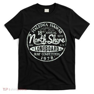 Retro Hawaii Surf Vintage Pacific Beach Long Board Wave T-Shirt