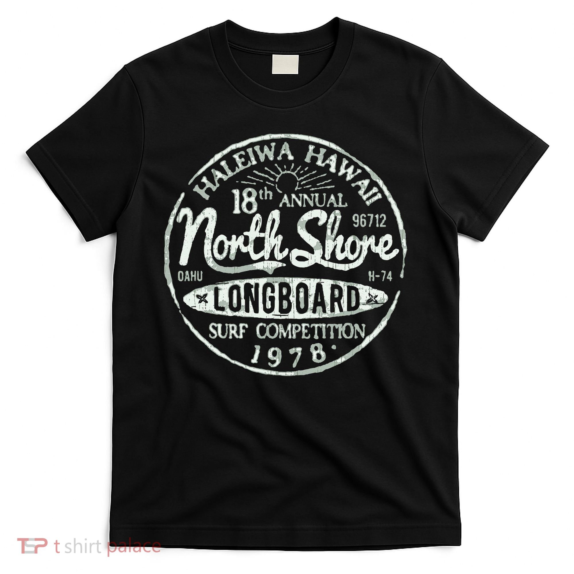 Retro Hawaii Surf Vintage Pacific Beach Long Board Wave T-Shirt