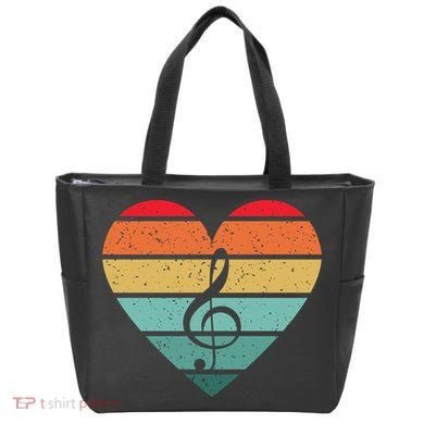 Retro Heart Sunset Note Music School Tote Bag