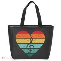 Retro Heart Sunset Note Music School Tote Bag thumb 0