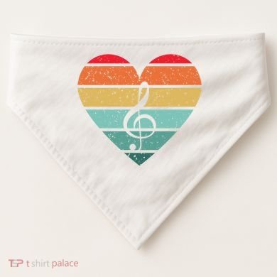 Retro Heart Sunset Note Music School USA-Made Doggie Bandana