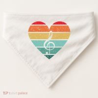 Retro Heart Sunset Note Music School USA-Made Doggie Bandana thumb 0