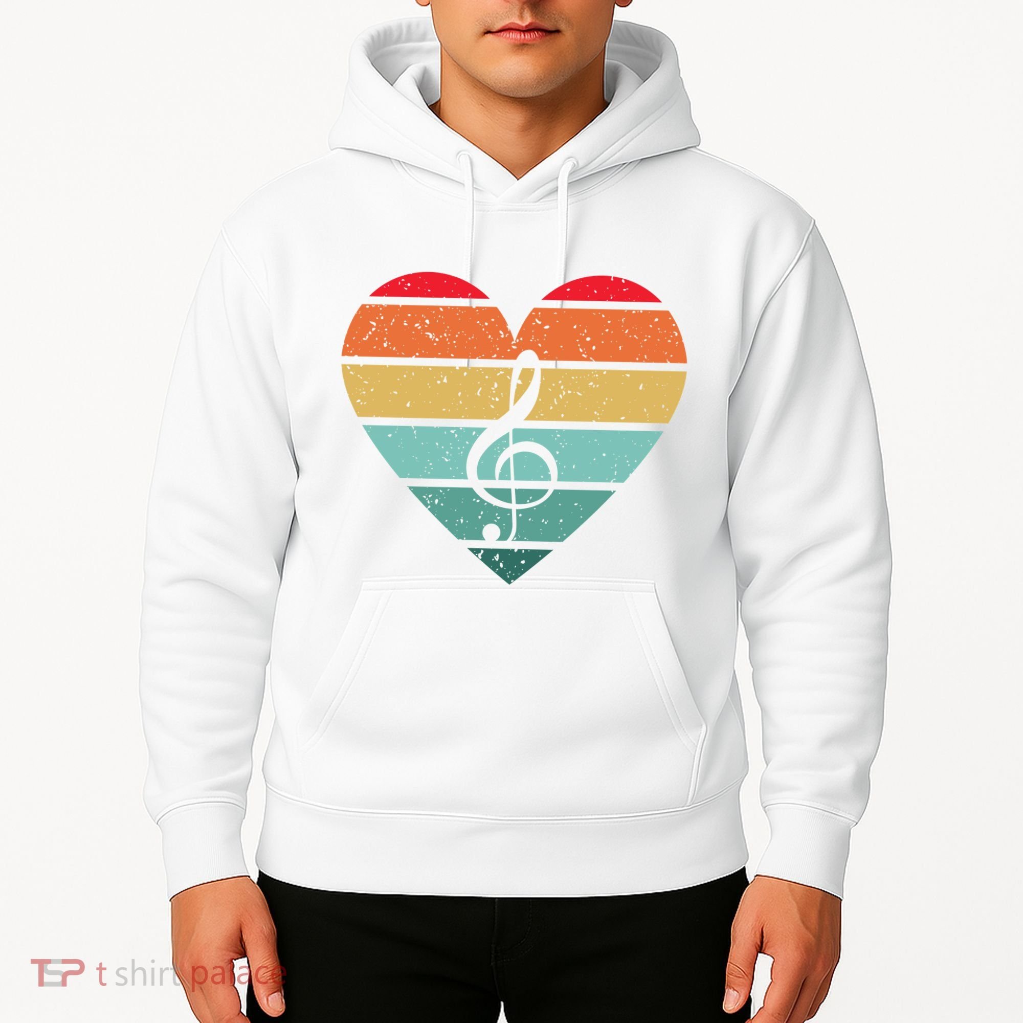 Retro Heart Sunset Note Music School Hoodie