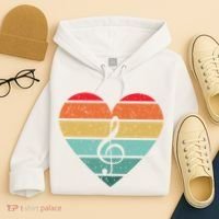 Retro Heart Sunset Note Music School Hoodie thumb 4